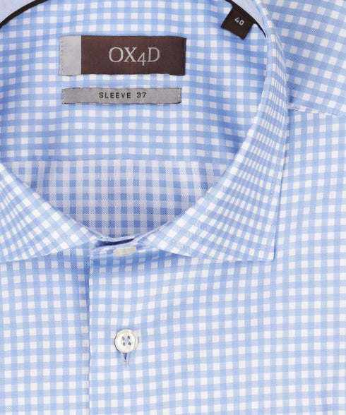 Royal blauw geruit overhemd (Extra lange mouwen)